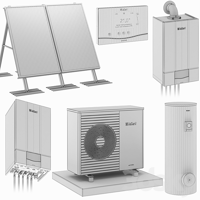 Vaillant home heating kit 3DS Max Model - thumbnail 7