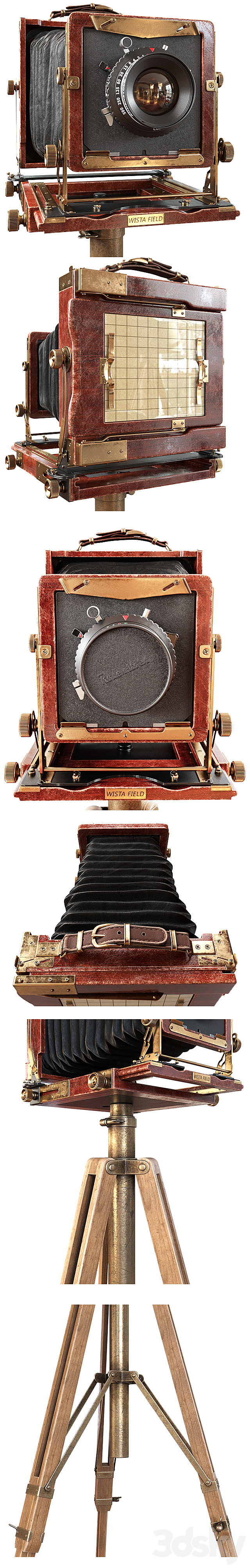 Vintage camera on a tripod 3DS Max Model - thumbnail 2