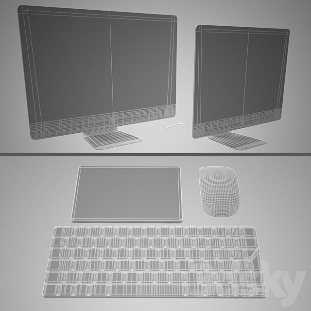 Apple iMac 2015 4k 5k RETINA with Accessories 3DSMax File - thumbnail 3