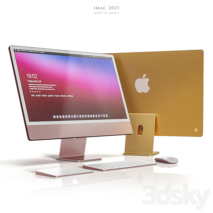 Apple iMac 2021 3DS Max Model - thumbnail 1