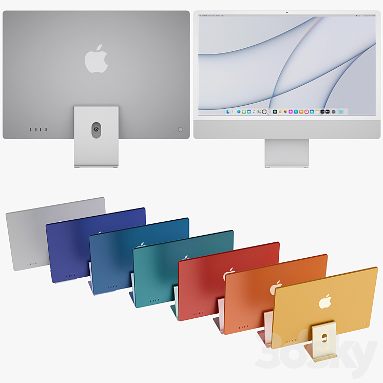 Apple iMac 24-inch all colors 2021 3DS Max - thumbnail 2