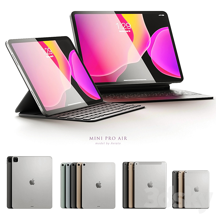 Apple iPad collection 3DS Max - thumbnail 1