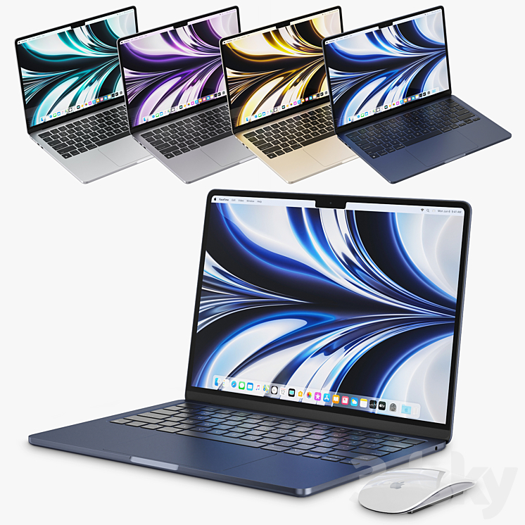 Apple MacBook Air M2 2022 3DS Max Model - thumbnail 1