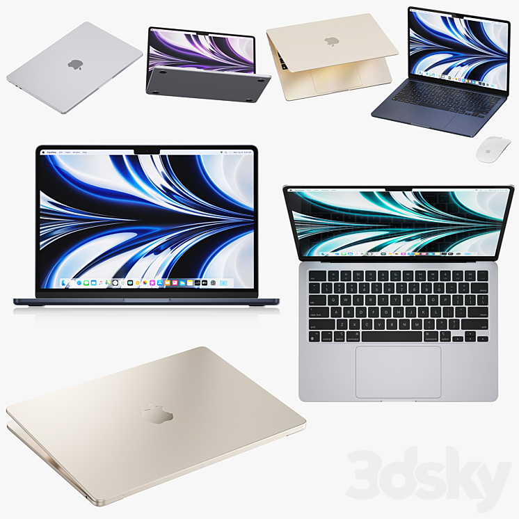 Apple MacBook Air M2 2022 3DS Max Model - thumbnail 2