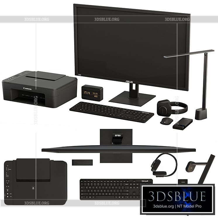 Black Desktop Accessory Set 01 3DS Max - thumbnail 3