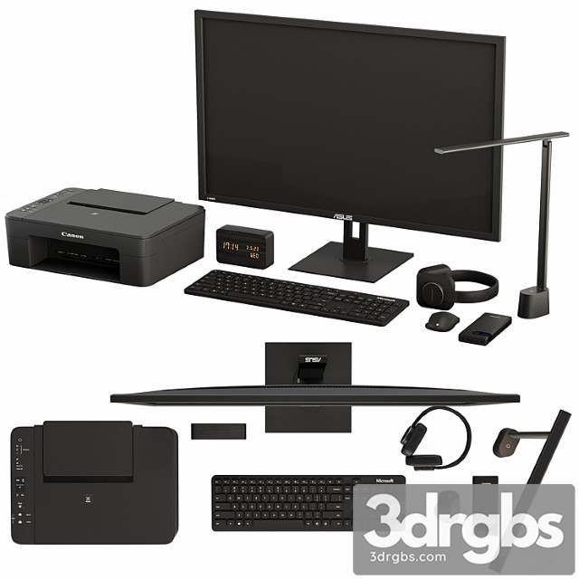 Black Desktop Accessory Set 01 3dsmax Download - thumbnail 1