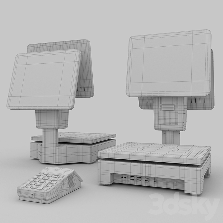 cashier with QR code scanner 3DS Max - thumbnail 2