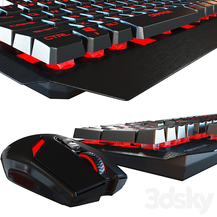 Computer mouse + backlit keyboard 3DS Max - thumbnail 2