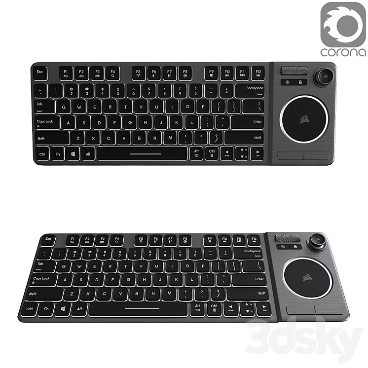 Corsair`s Keyboard and mouse 3DS Max Model - thumbnail 1