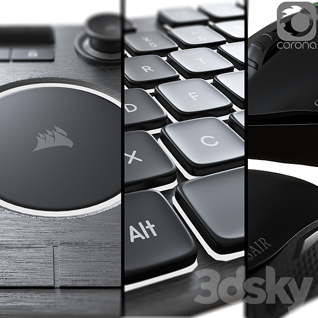 Corsair`s Keyboard and mouse 3DSMax File - thumbnail 5