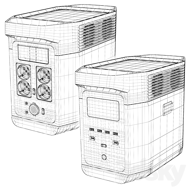 EcoFlow DELTA 2 charging station and battery 3DS Max Model - thumbnail 5