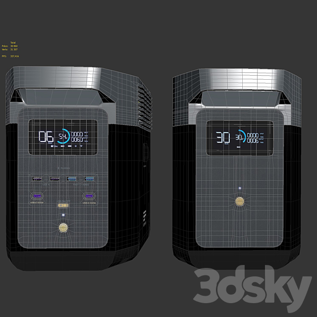 EcoFlow DELTA 2 charging station and battery 3DS Max Model - thumbnail 7