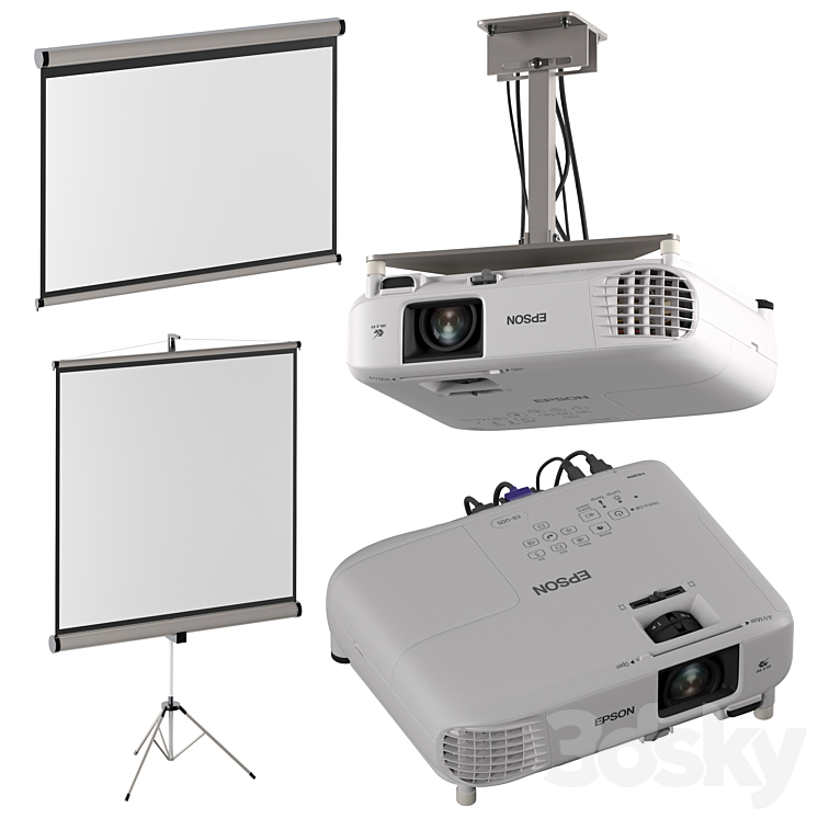 Epson EB-FH06 projector + projection screens 3DS Max - thumbnail 1