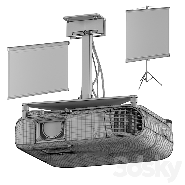 Epson EB-FH06 projector + projection screens 3DS Max Model - thumbnail 7