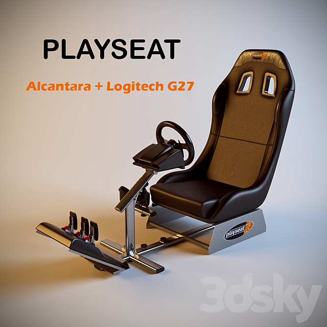 Gaming chair Playseat Alcantara + Logitech G27 3DSMax File - thumbnail 1