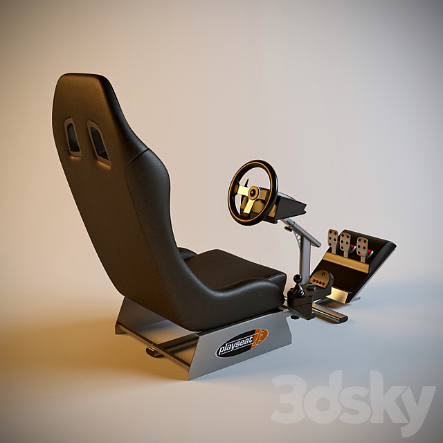 Gaming chair Playseat Alcantara + Logitech G27 3DSMax File - thumbnail 2