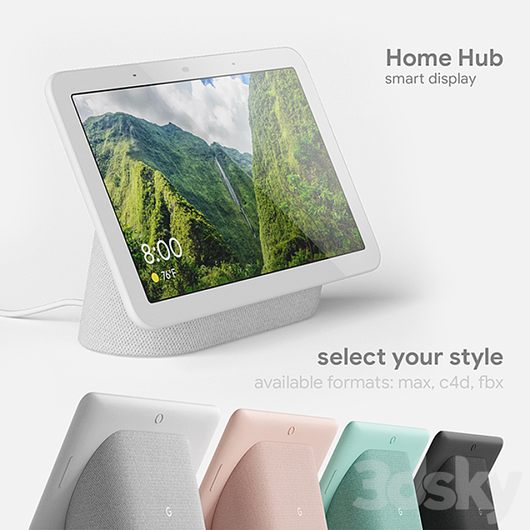 Google Home Hub 4 colors 3DS Max - thumbnail 1