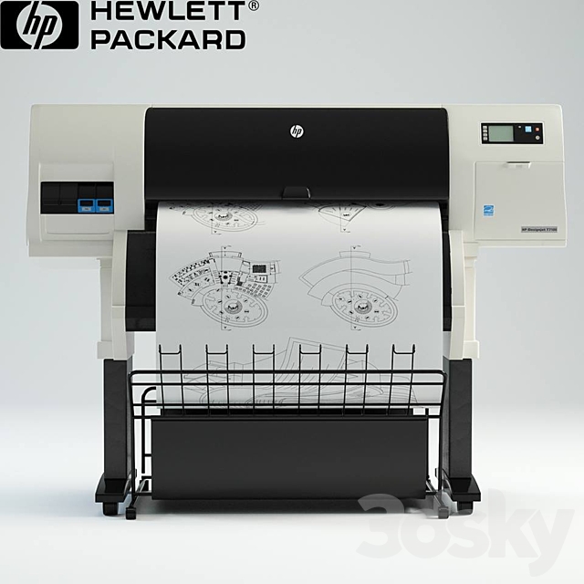 HP Designjet T7100 Printer – plotter 3DS Max Model - thumbnail 2