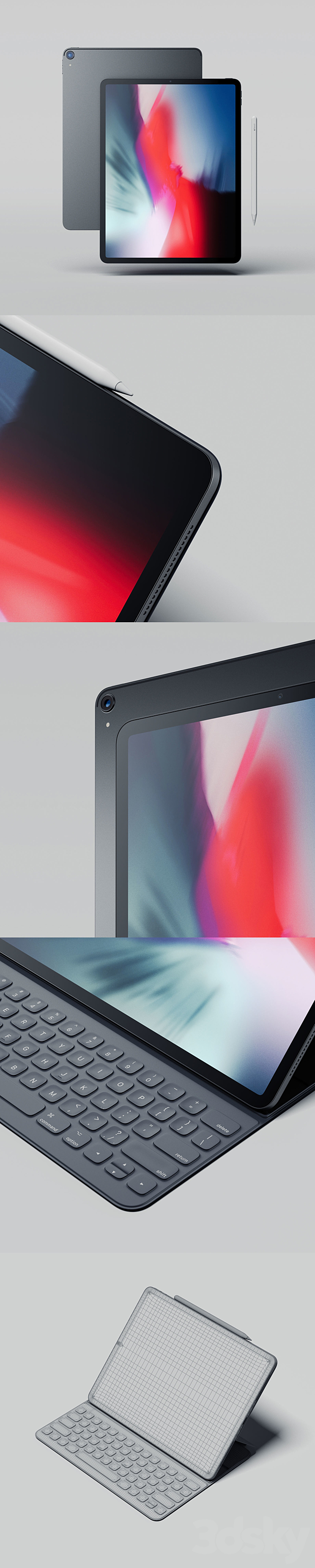 iPad Pro 12.9 (2018) + Smart keyboard + Apple pencil 3DSMax File - thumbnail 3