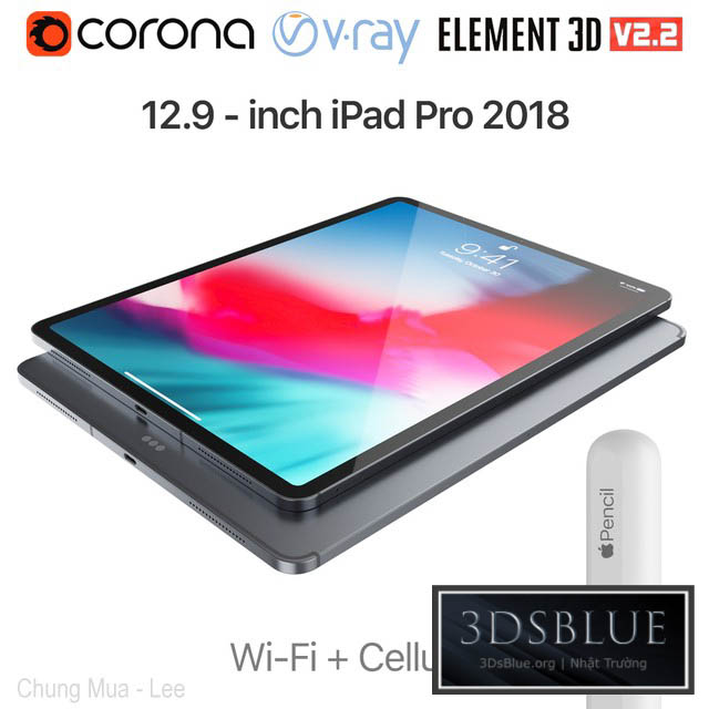 iPad Pro 2018 12.9 inch Wi-Fi + Cellular 3DS Max - thumbnail 3