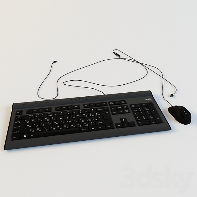 Keyboard and mouse A4 Tech 3ds Max - thumbnail 1