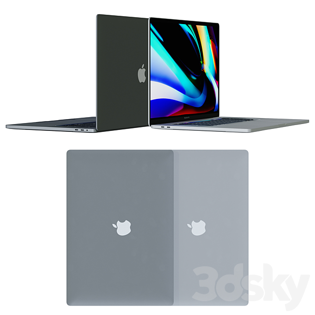 MacBook Pro 16 Silver and Space Gray 3DS Max Model - thumbnail 3