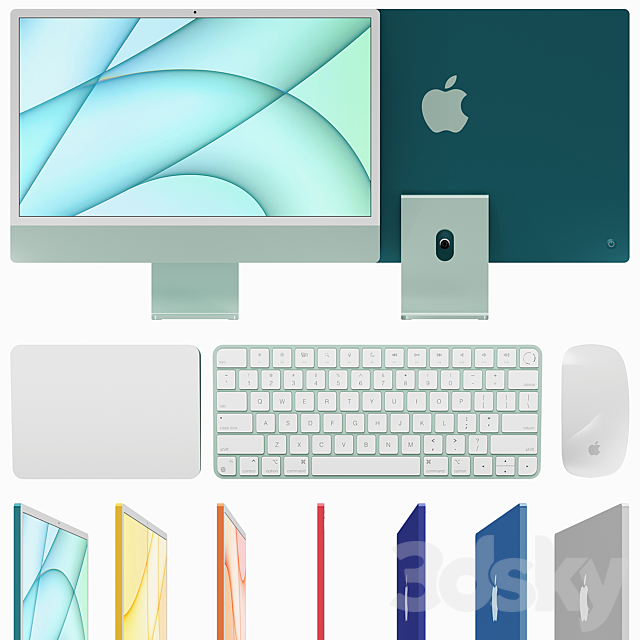 Monoblock computer Apple iMac 24 ? 2021 3DSMax File - thumbnail 1