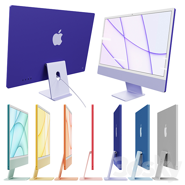 Monoblock computer Apple iMac 24 ? 2021 3DSMax File - thumbnail 2