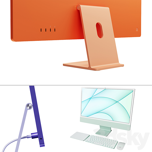 Monoblock computer Apple iMac 24 ? 2021 3DSMax File - thumbnail 4