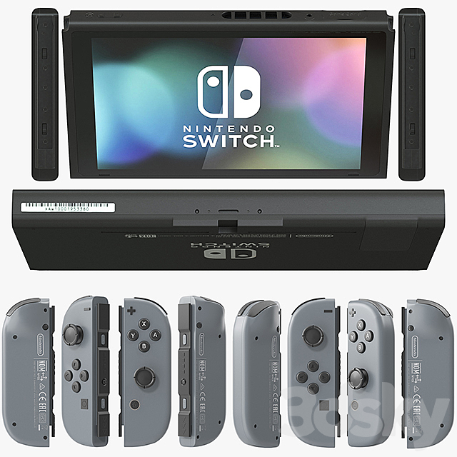 Nintendo Switch with Gray Joy Con 3DSMax File - thumbnail 2