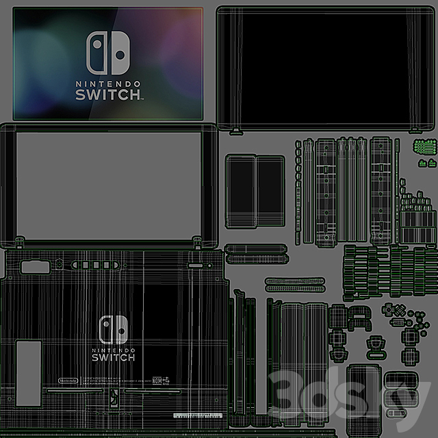 Nintendo Switch with Gray Joy Con 3DSMax File - thumbnail 4