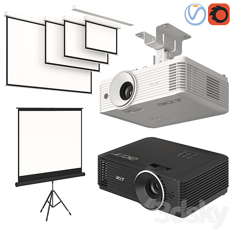 Projector Acer with Screens Set 3DS Max - thumbnail 1