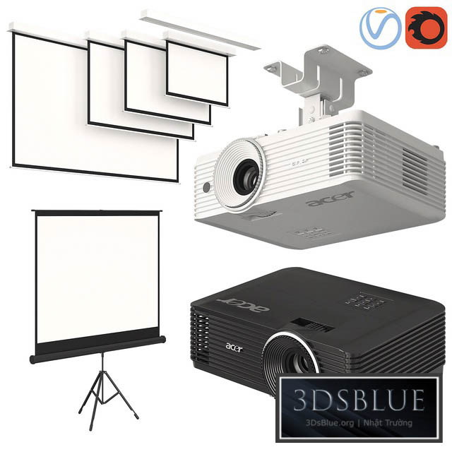 Projector Acer with Screens Set 3DS Max - thumbnail 3