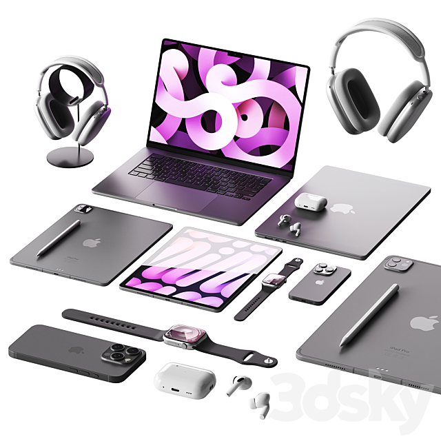 Set of Apple equipment 1 3ds Max - thumbnail 1