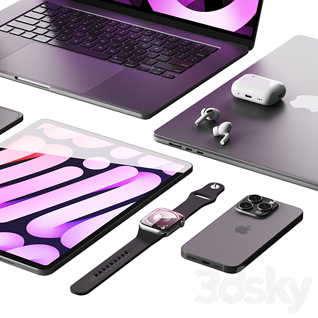 Set of Apple equipment 1 3ds Max - thumbnail 2