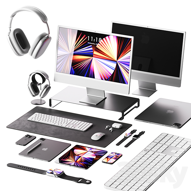 Set of Apple equipment 2 3ds Max - thumbnail 1