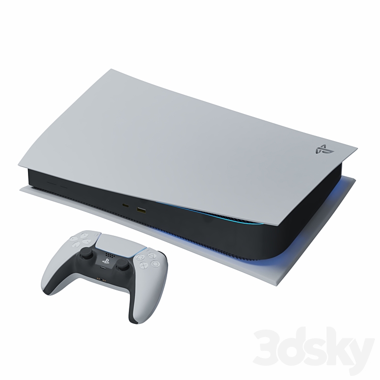 Sony PlayStation 5 console with ps5 gamepad 3DS Max - thumbnail 2