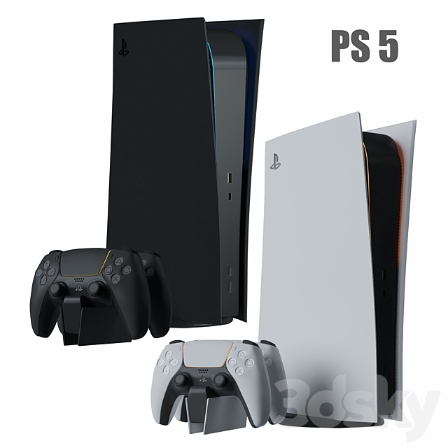 Sony PlayStation 5 console with ps5 gamepad 3DSMax File - thumbnail 1