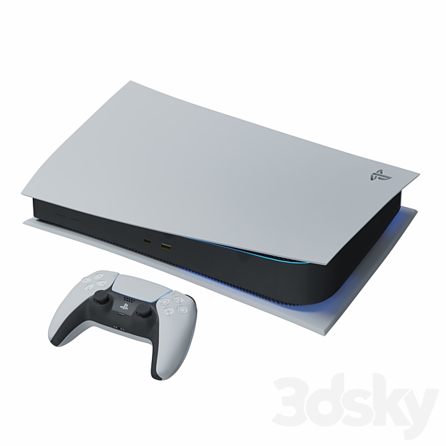 Sony PlayStation 5 console with ps5 gamepad 3DSMax File - thumbnail 2