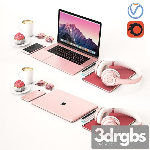 Workplace Rose Gold MacBook 3dsmax Download - thumbnail 1