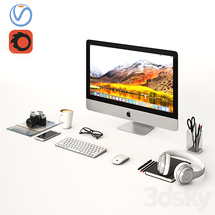 Workplace Silver IMac 3DS Max - thumbnail 1