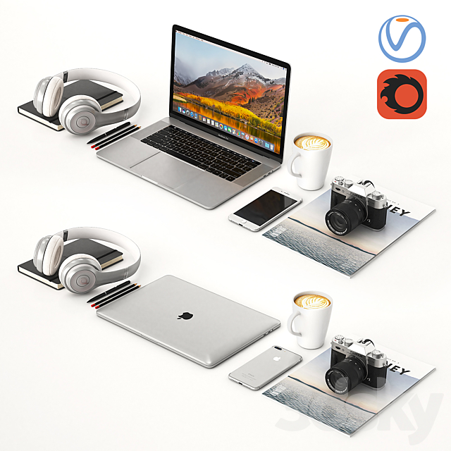 Workplace Silver MacBook 3DSMax File - thumbnail 1