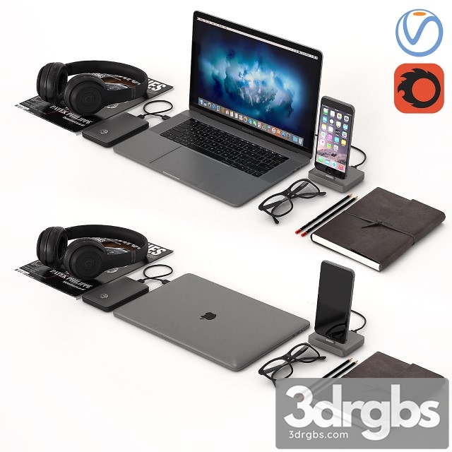 Workplace Space Gray MacBook 3dsmax Download - thumbnail 1