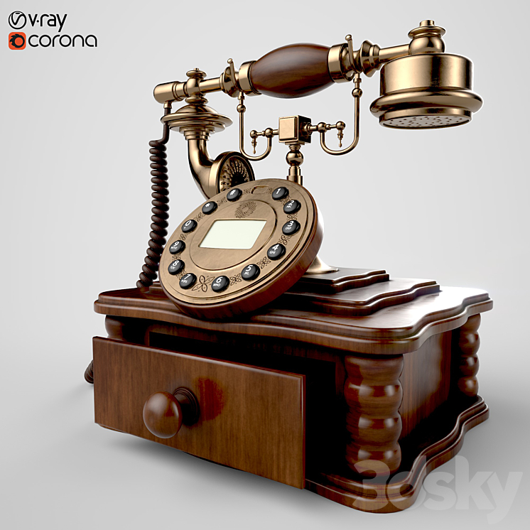 Antique telephone 3DS Max Model - thumbnail 1