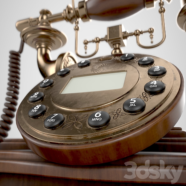 Antique telephone 3DS Max Model - thumbnail 2