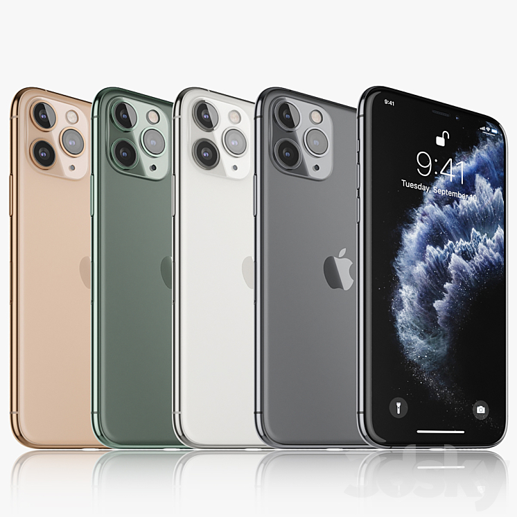 Apple iPhone 11 pro all colors 3DS Max - thumbnail 1