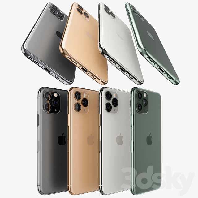 Apple iPhone 11 pro all colors 3DSMax File - thumbnail 2