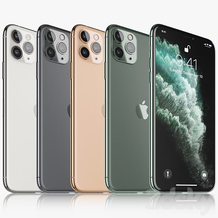 Apple iPhone 11 pro MAX all colors 3DS Max - thumbnail 1