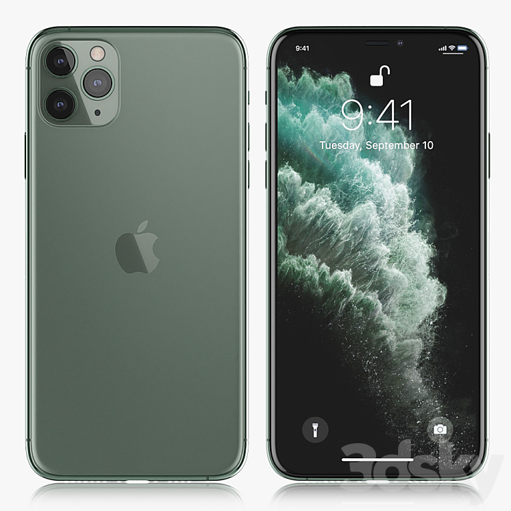 Apple iPhone 11 pro MAX Midnight Green 3DS Max - thumbnail 1