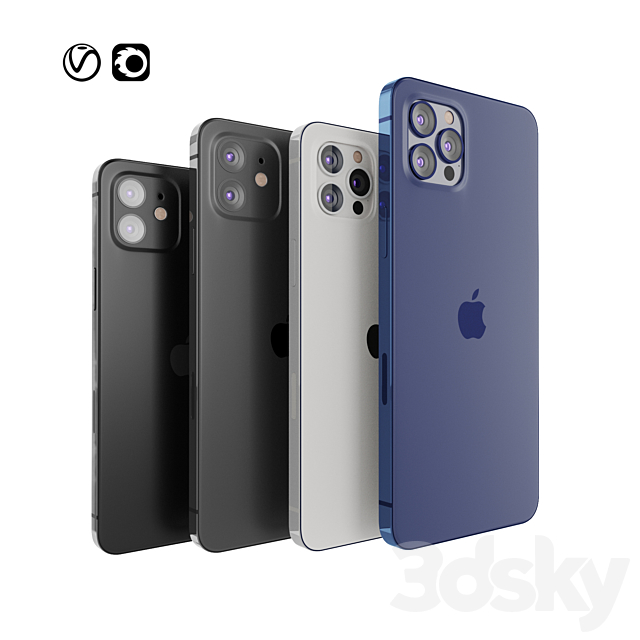 Apple iPhone 12 collection 3ds Max - thumbnail 1